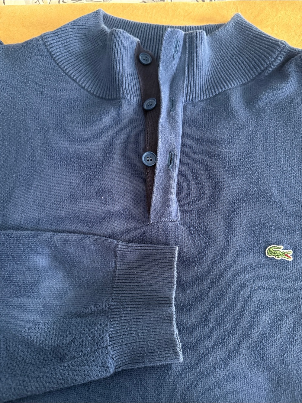Lacoste Men's Blue Half-Zip Cotton Pullover